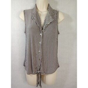 kim cami top Size Small Button Up Collar Black‎ And White Striped